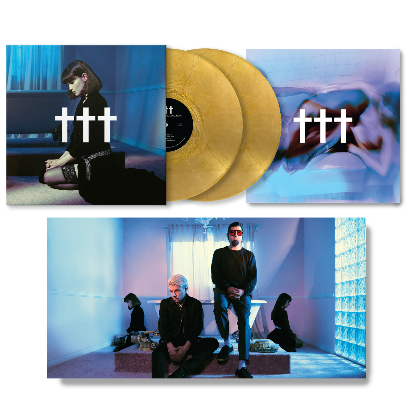 ††† CROSSES GOODNIGHT, GOD BLESS, I LOVE U, DELETE. DELUXE LIMITED EDITION GOLD NUGGET DOUBLE VINYL - WEBSTORE EXCLUSIVE