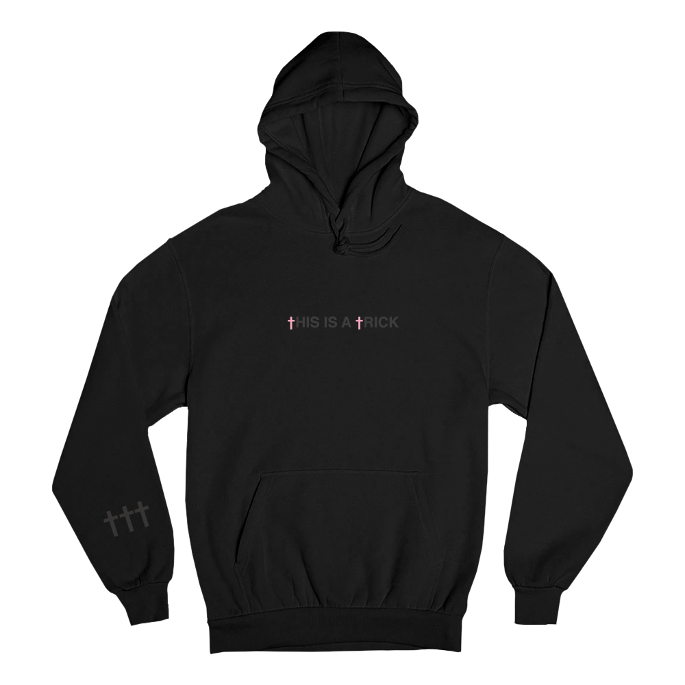 †††  Crosses This Is A Trick Embroidered Black Pullover Hoodie